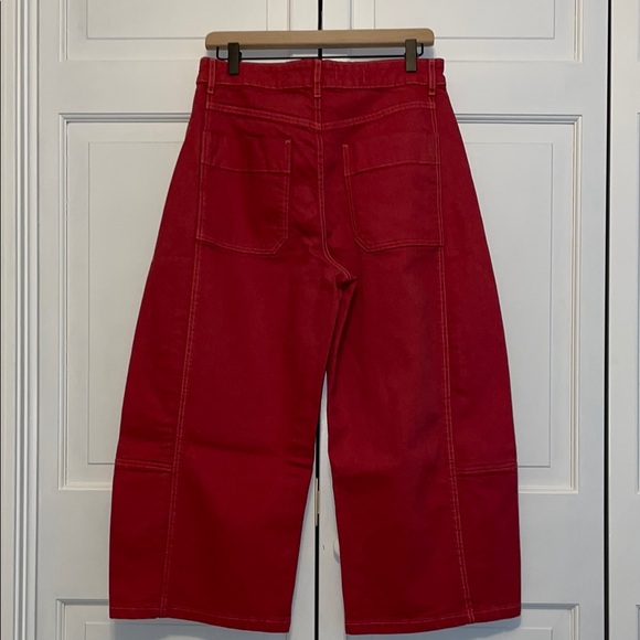 Pilcro The Kenna garment -dyed barrel leg jeans in red - 29P - Picture 3 of 7